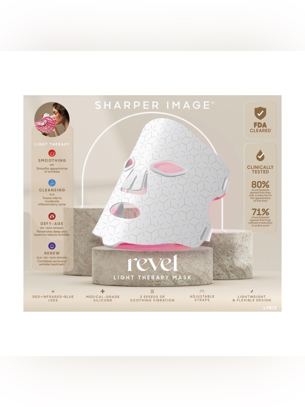 Sharper Image Revel LED Light Therapy Face Mask - NWT Sealed